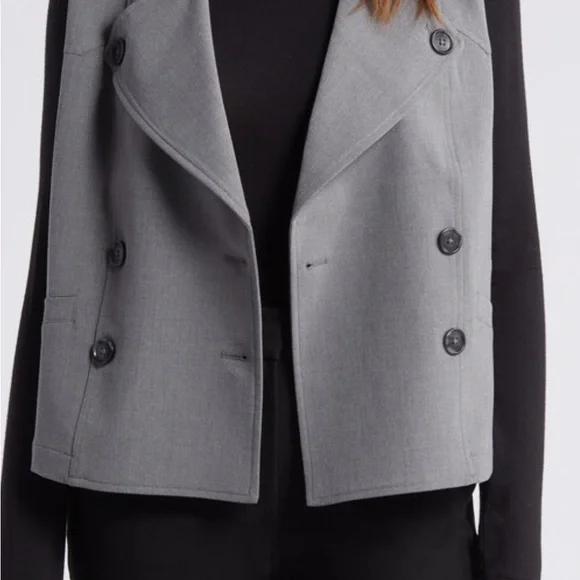 Halogen Black Women's Sleeveless Double-Breasted Trench Vest medium - Picture 15 of 16